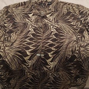 Men's Fusione blk/tan Hawaiian shirt XL NWOT